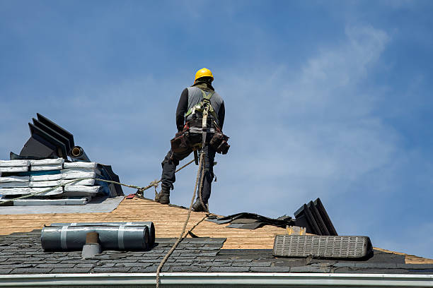 Professional Gutter Installation technician working in Union Springs, NY